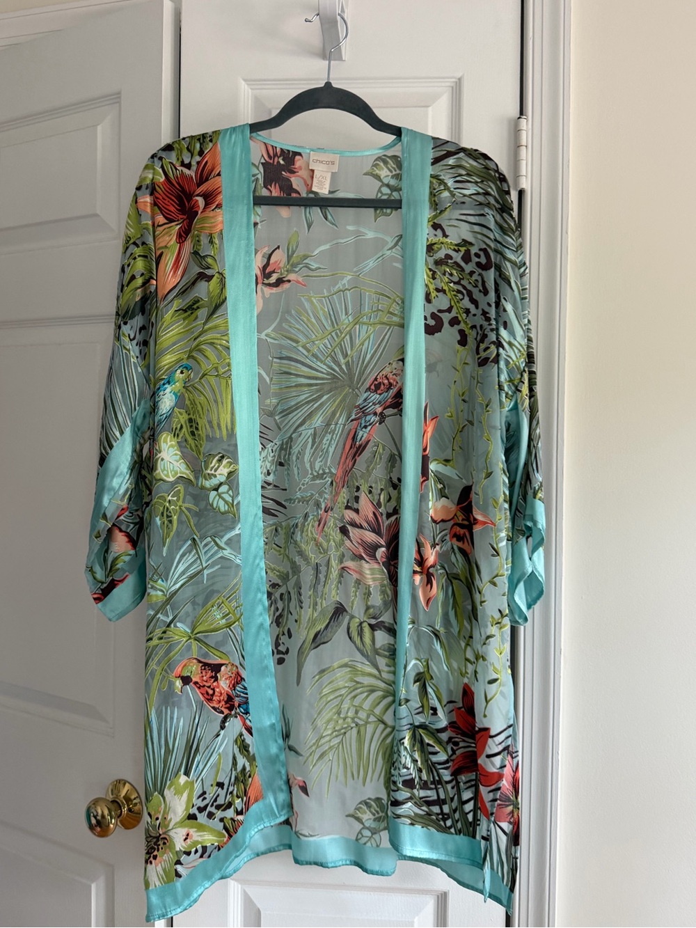 Vintage Chico’s Silk Tropical Resort Swim Cover Up XL